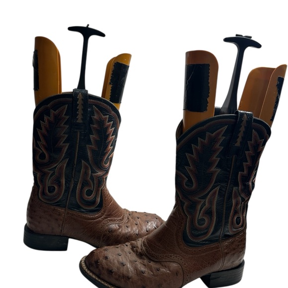Ariat ostrich Brown and Black Western Boots - Picture 12 of 13